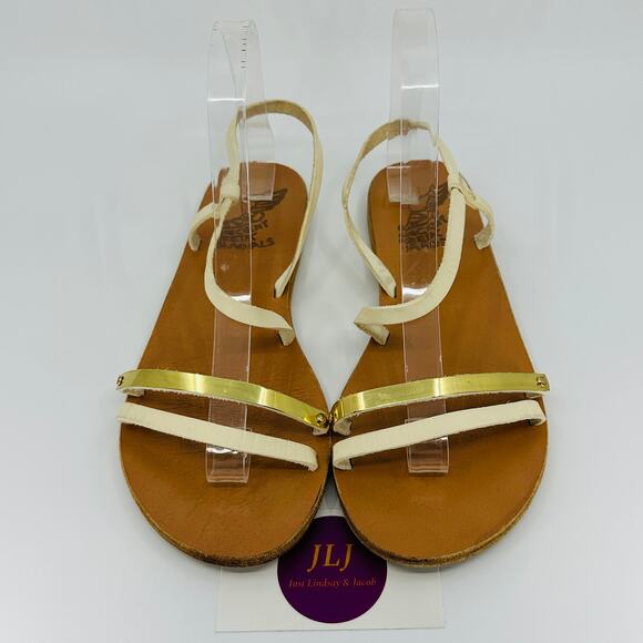 Ancient Greek Sandals Women's Goudi Sandals Off White/Gold Size 39 EU/ 9 US - Picture 4 of 15
